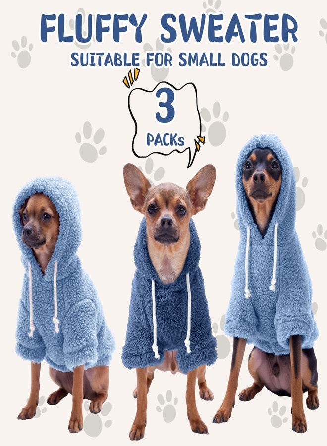 Reginary 2 Pcs Winter Dog Hoodie Warm Soft Sweatshirt Plush Dog Sweatshirt Coats Puppy Cat Sweaters Clothes(Small,Dark and Light Blue) - Image 5