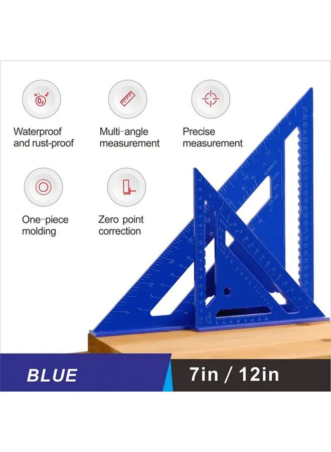 12 Inch Blue ABS Triangle Ruler 90 Degree High Precision Angle Gauge - Image 2