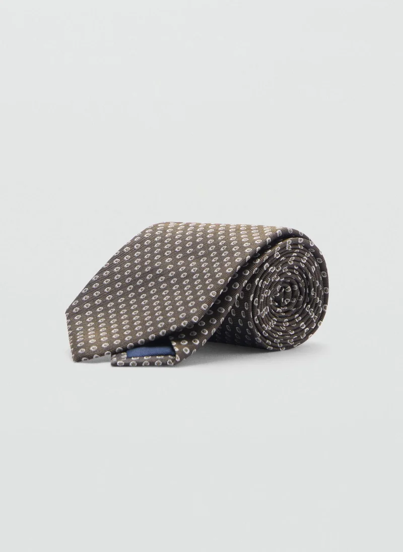 Mango Man Geometric Patterned Silk Tie