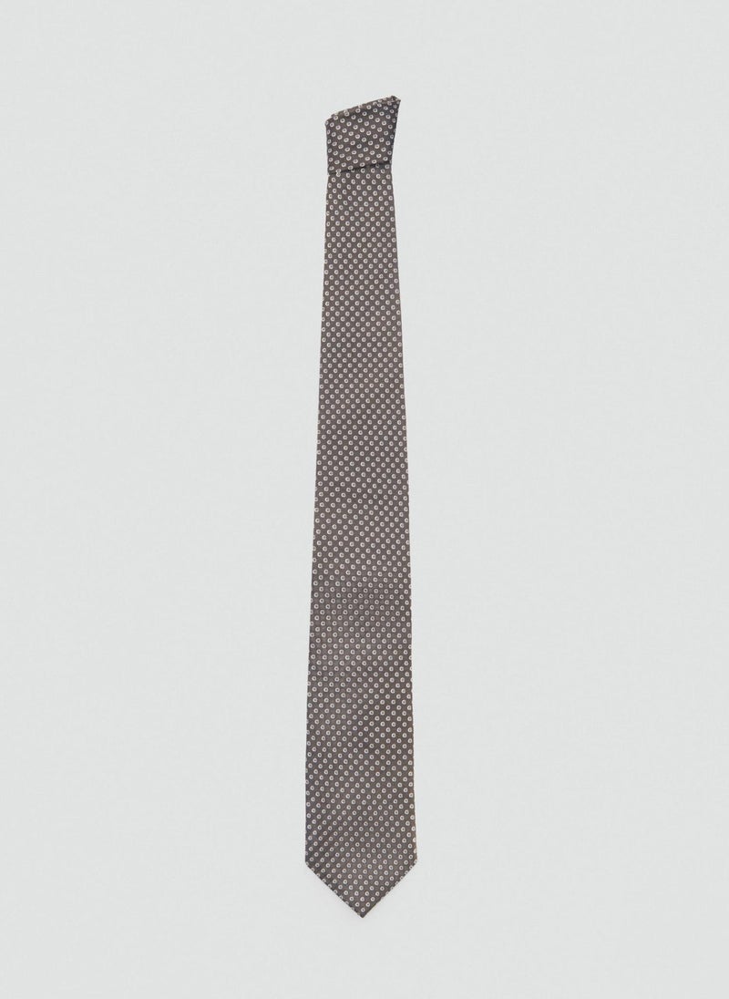 Mango Man Geometric Patterned Silk Tie  - Image 1
