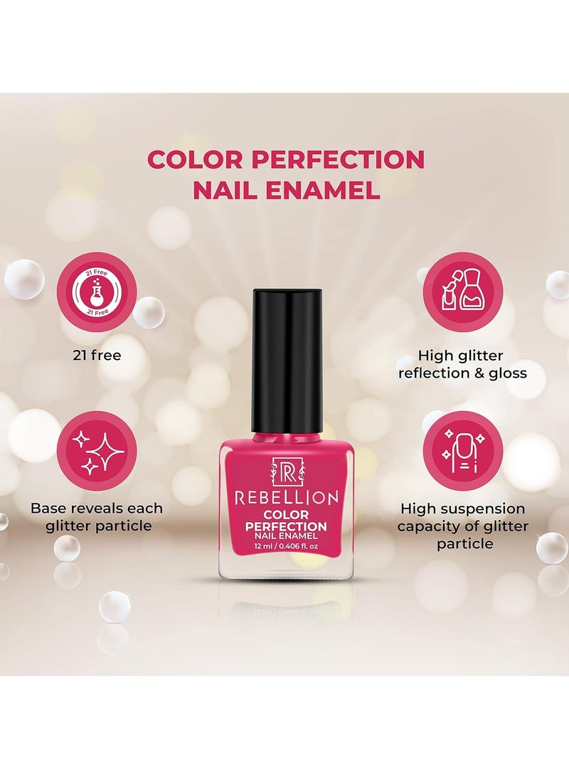 Rebellion Color Perfection Nail Enamel 12ml Fuchsia pink Fascinating Pink RG20 - Image 4