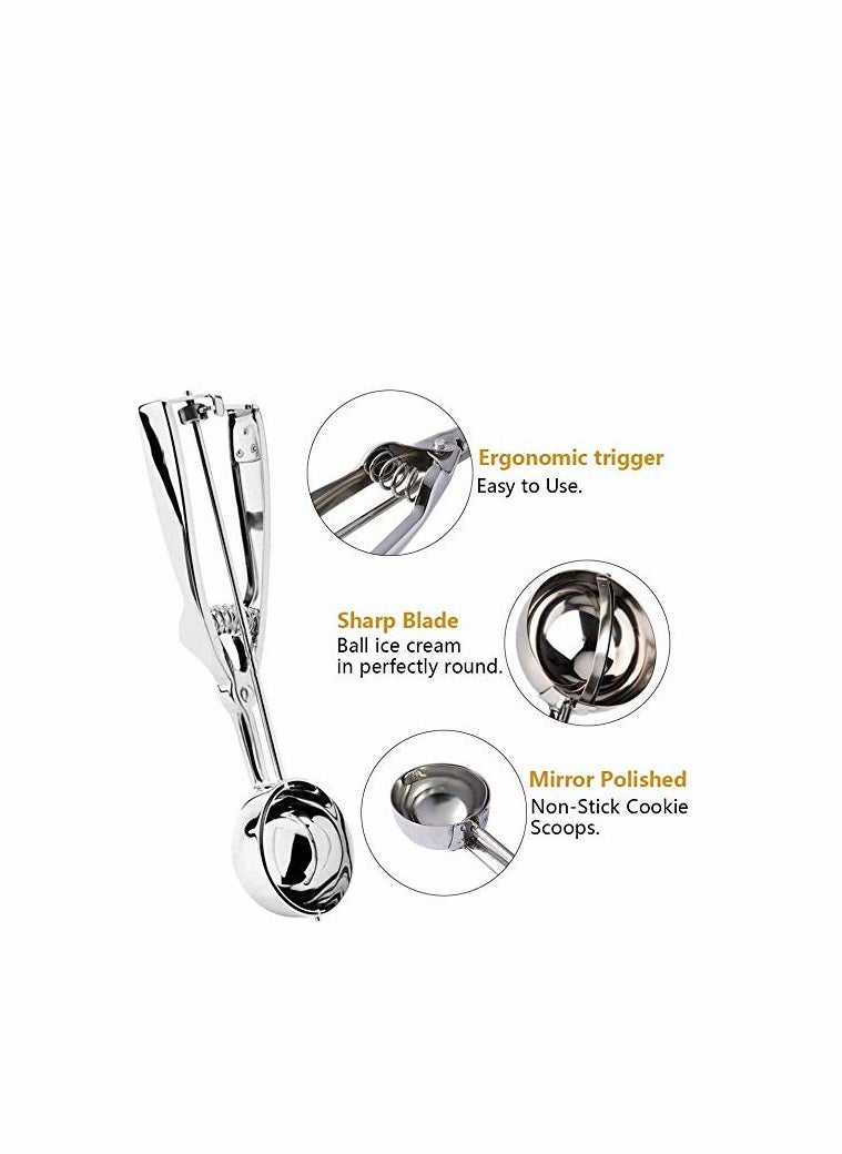 SYOSI Ice Cream Scoop Ice Cream Scoop Set 3 Pcs Stainless Steel Ice Cream Scoop Trigger  - Image 3