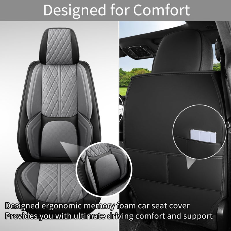 DuDuWang Car Seat Cover Custom Fit for Dodge Ram 1500 2500 3500 2002-2026 Faux Leather Seat Cover Set Compatible with Crew Quad Regular Cab Pickup Truck Cushions (Black & Grey, Front Seat) - Image 5