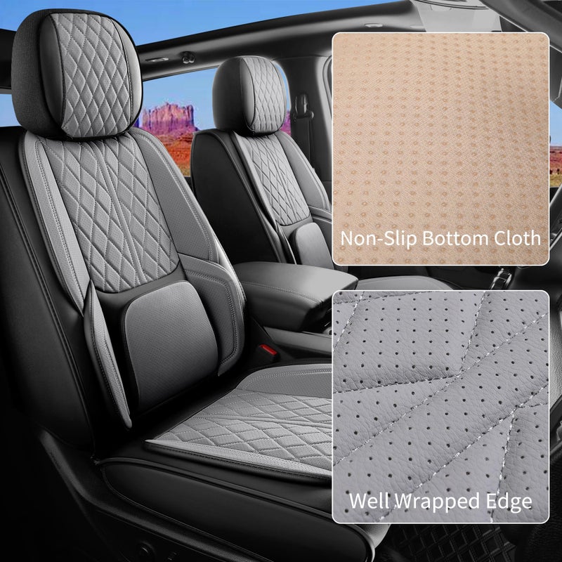 DuDuWang Car Seat Cover Custom Fit for Dodge Ram 1500 2500 3500 2002-2026 Faux Leather Seat Cover Set Compatible with Crew Quad Regular Cab Pickup Truck Cushions (Black & Grey, Front Seat) - Image 4