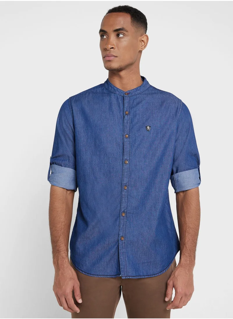 توماس سكوت Thomas Scott Men Blue Smart Slim Fit Opaque Casual Shirt