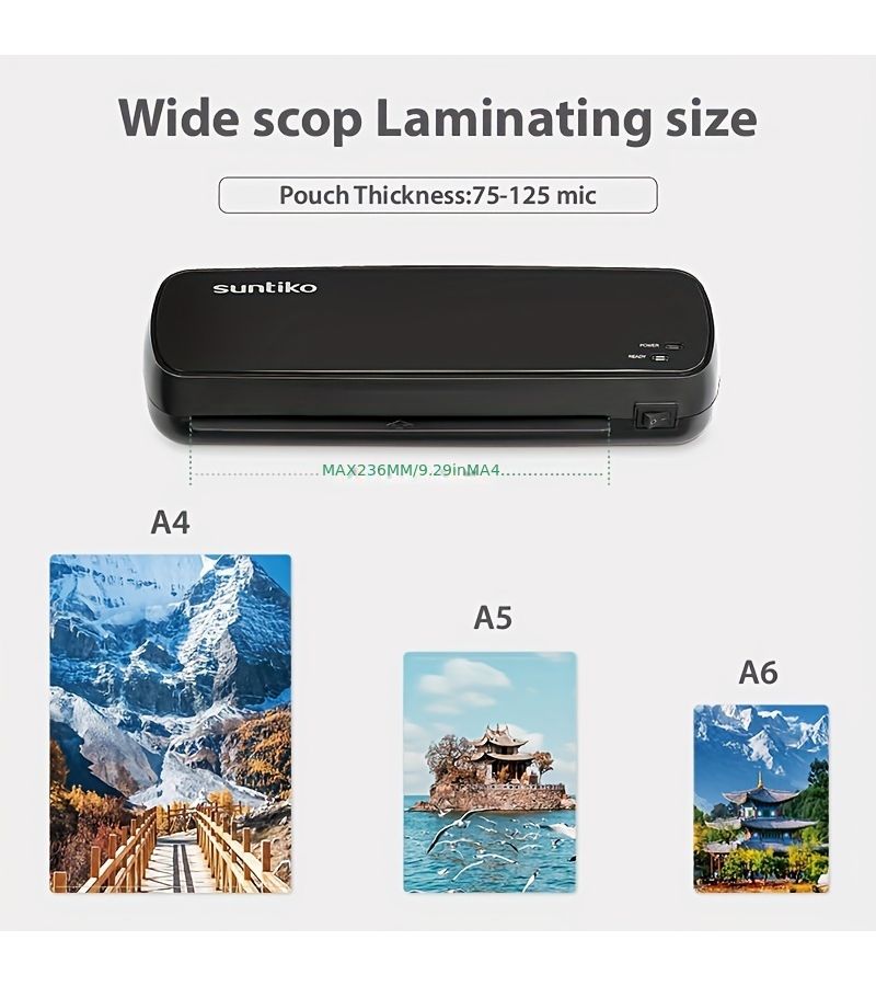Black 4 In 1 Thermal Laminating Machine Quick Preheating Fast Lamination For A4 A5 A6 Home Office School Use - Image 1