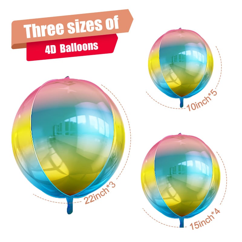 Vibzox 12Pcs Gradient Color Round Foil Balloons, 22" 15" 10" Rainbow Helium Ball Balloon, Metallic Colorful Foil Balloon for Kids Birthday Graduation Wedding Anniversary Prom Party Decorations - Image 2