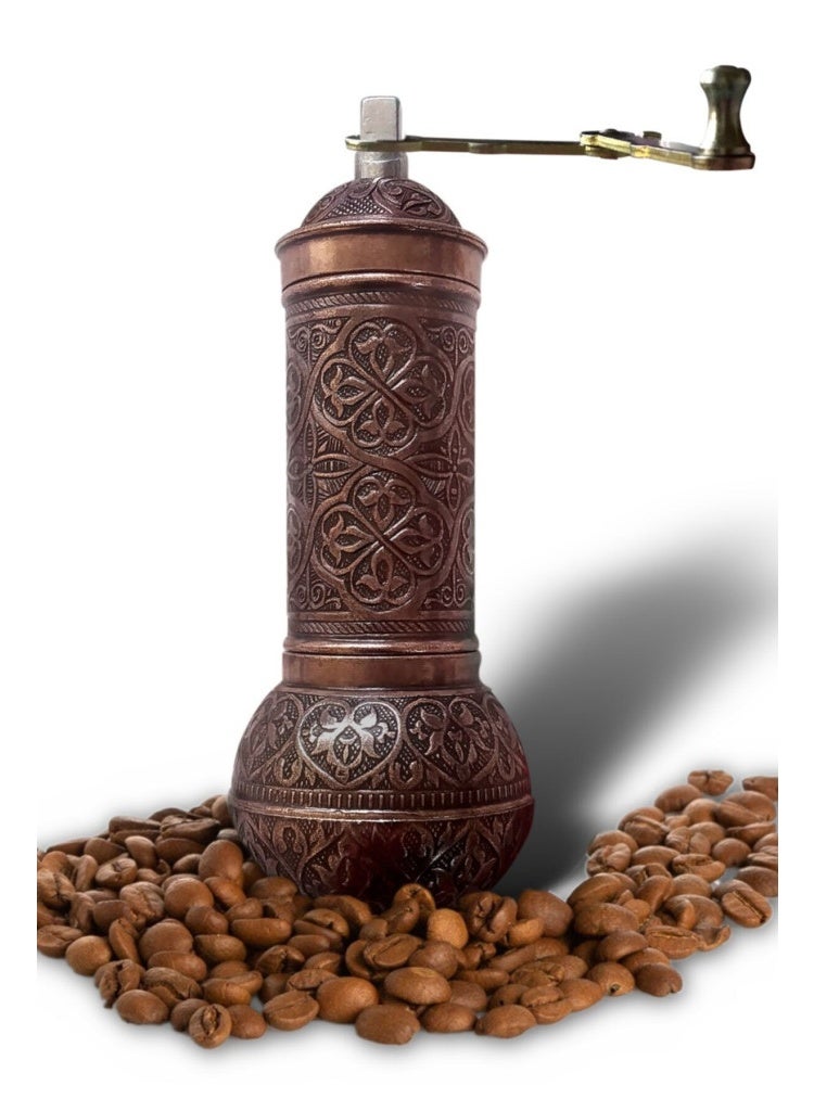 Handmade Ottoman-Style Red-Colored Copper Manual Coffee Hand Blender – Unique Patterns, Made in Turkey  - Image 1