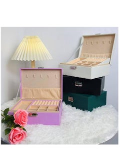 Mawan Luxury Velvet Jewelry Box – Two Layers – Pink Organizer for Rings, Earrings & Necklaces – with Lock  - Image 3