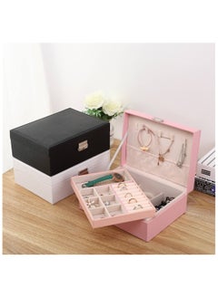 Mawan Luxury Velvet Jewelry Box – Two Layers – Pink Organizer for Rings, Earrings & Necklaces – with Lock  - Image 4
