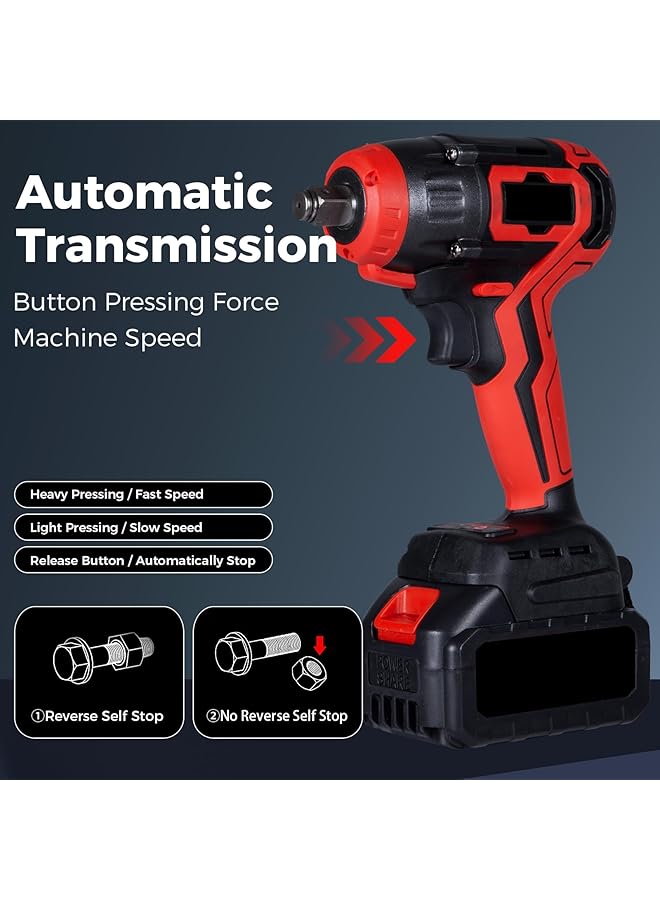 erorex Cordless Impact Wrench 1 2 Brushless Power Impact Gun With 2 Battery And Charger Max Torque 380N.M 6Pcs Impact Driver Sockets Electric Impact Wrench Set W Variable Speed For Car Tires  - Image 2