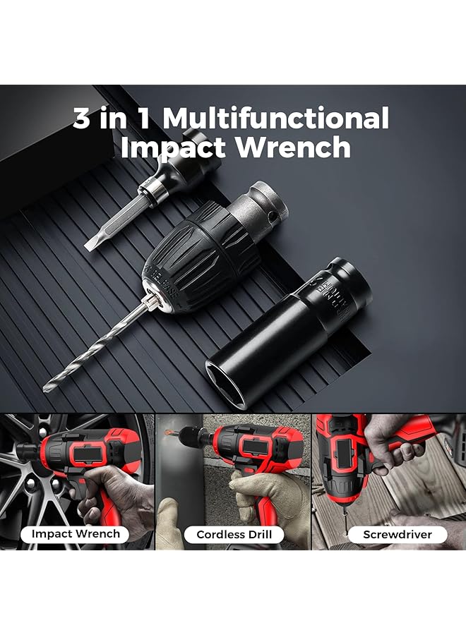 erorex Cordless Impact Wrench 1 2 Brushless Power Impact Gun With 2 Battery And Charger Max Torque 380N.M 6Pcs Impact Driver Sockets Electric Impact Wrench Set W Variable Speed For Car Tires  - Image 3