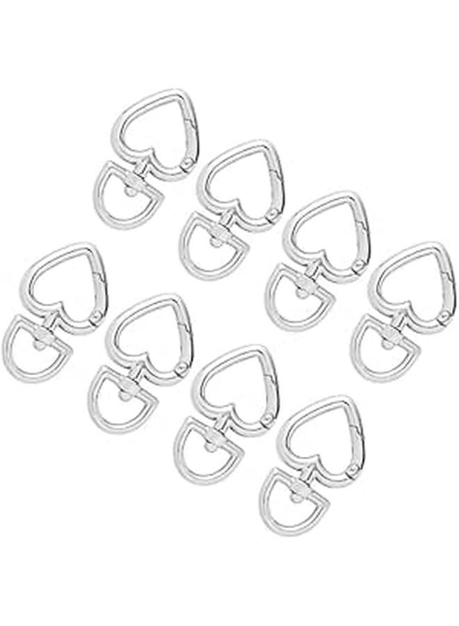 8PCS Heart Shaped Swivel Key Rings Connectors for DIY Keychain Jewelry Making - Image 1
