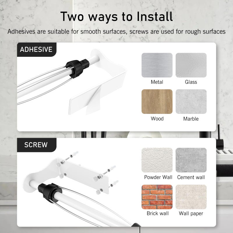 SetSail Paper Towel Holder, Paper Towel Holder Under Cabinet with Adjustable Damper Easy Tear Wall Mount Self-Adhesive or Drilled for Kitchen Bathroom, White - Image 5