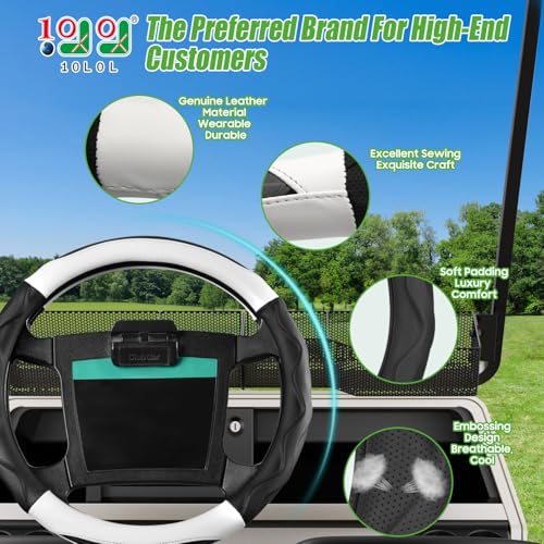 10L0L Golf Cart Steering Wheel Cover for Yamaha, Club Car DS & Precedent, 14 Inch Black Gray - Image 3