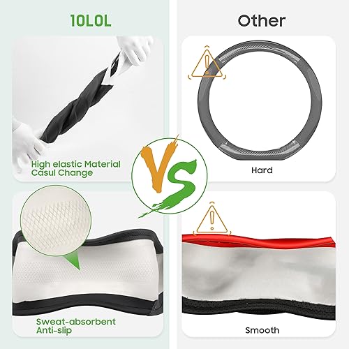 10L0L Golf Cart Steering Wheel Cover for Yamaha, Club Car DS & Precedent, 14 Inch Black Gray - Image 4