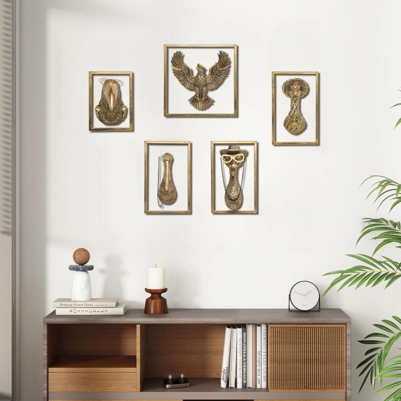 Newinhome Vintage Gold Goose Resin Animal Heads Wall Decor - Exquisite Wall Hanging Sculptures for Living Room, Bedroom, Office - Handmade Home Art Decor(Duck) - Image 5
