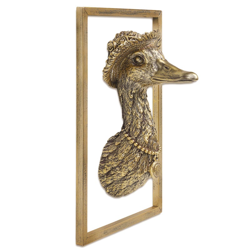 Newinhome Vintage Gold Goose Resin Animal Heads Wall Decor - Exquisite Wall Hanging Sculptures for Living Room, Bedroom, Office - Handmade Home Art Decor(Duck) - Image 1