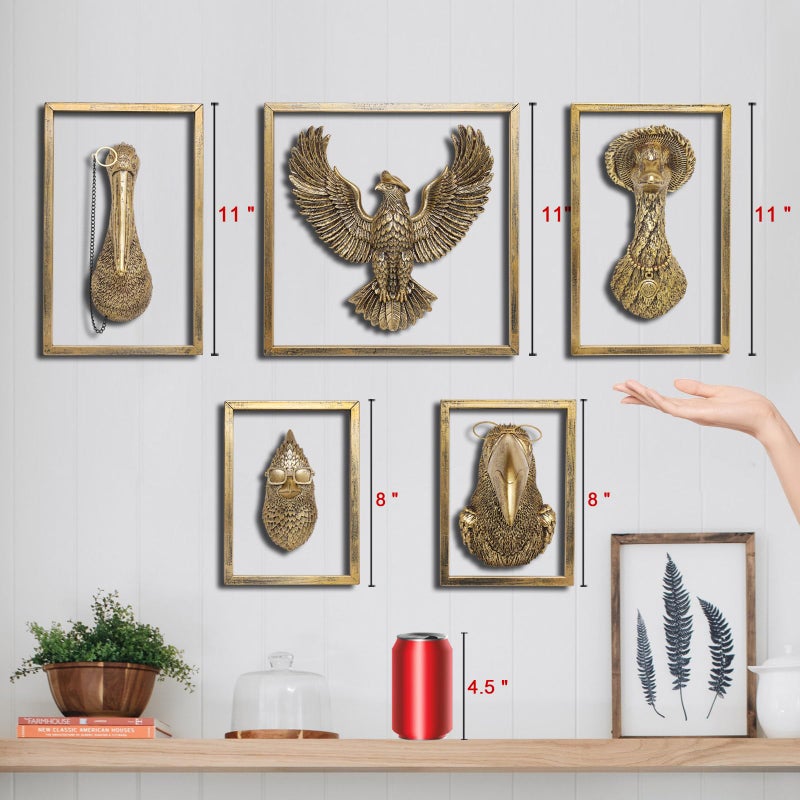 Newinhome Vintage Gold Goose Resin Animal Heads Wall Decor - Exquisite Wall Hanging Sculptures for Living Room, Bedroom, Office - Handmade Home Art Decor(Duck) - Image 3