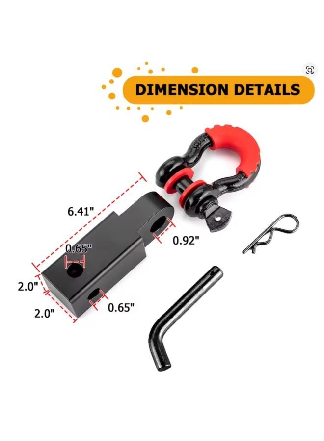 Generic Trailer Hitch Receiver with 2" Tow Shackle, Heavy Duty, 3/4" D-Ring Recovery Truck SUV  - Image 2