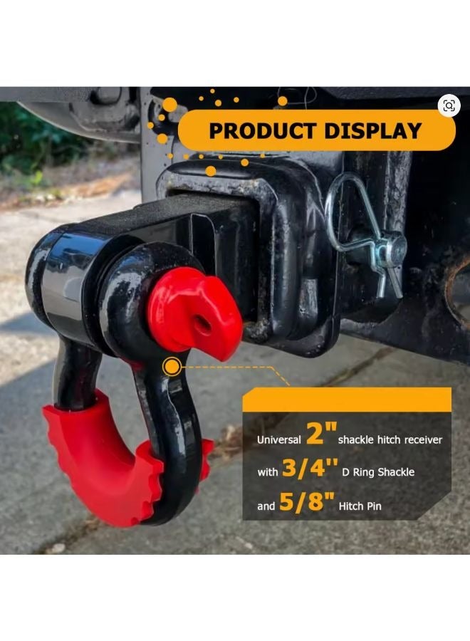 Generic Trailer Hitch Receiver with 2" Tow Shackle, Heavy Duty, 3/4" D-Ring Recovery Truck SUV  - Image 4