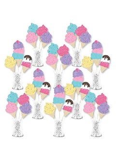 Big Dot of Happiness Scoop Up The Fun Ice Cream Sprinkles Party Centerpiece Sticks Showstopper Table Toppers 35 Pieces  - Image 1