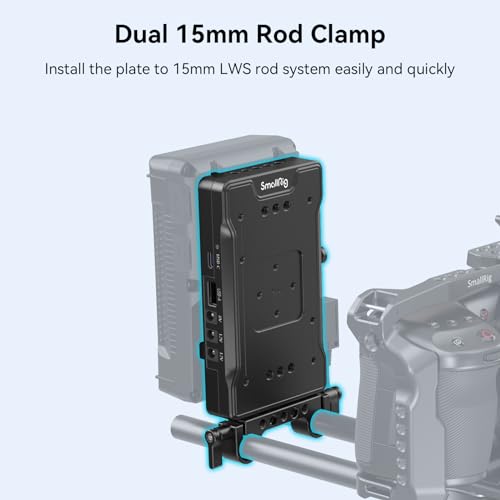 SmallRig V Mount Battery Adapter Plate with PD 65W USB-C Quick Charger, QC protocol USB-A, D-TAP, 8V & 12V DC Port, 15 mm Rod Clamp and Light Indicator, for Camera, Monitor, Transmitter, Phone - 3203B - Image 4