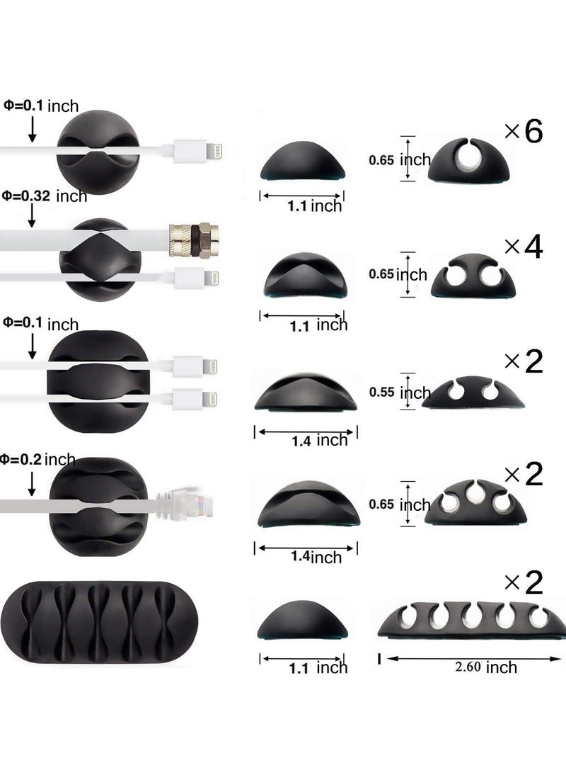 Fasola 16 Pack Silicone Cable Organizer, Self-Adhesive Cord Holders, Secure and Neat Cable Management for Home and Office (Black) - Image 2