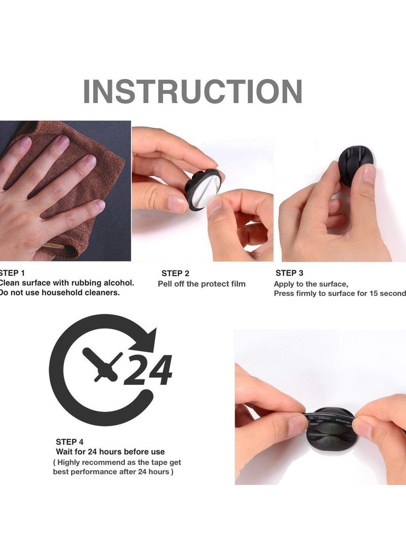 Fasola 16 Pack Silicone Cable Organizer, Self-Adhesive Cord Holders, Secure and Neat Cable Management for Home and Office (Black) - Image 3