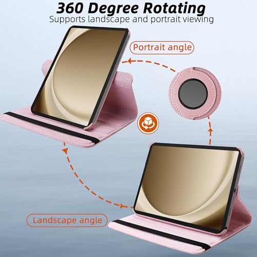 TGK 360 Rotatable Flip Cover for Samsung Galaxy Tab A11+ Plus 11 Inch 2025 Case/Galaxy Tab A9 Plus 2023 (Rose Gold) - Image 4