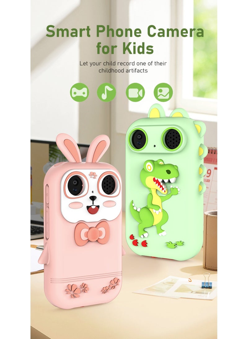 بلو فاير هاتف أطفال ذكي بشاشة لمس 2.8 بوصة HD، كاميرتين 300K، مشغل MP3، قصص تعليمية وألعاب، غطاء سيليكون على شكل وحيد القرن، بطارية قابلة للشحن 800mAh، هدية مثالية للأولاد والبنات من 3 إلى 12 سنة - Image 2