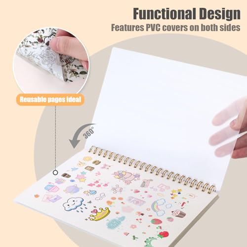 Koogel Sticker Collecting Book, Reusable Sticker Collecting Album Blank Sticker Storage Book 50 Sheets Release Paper for Sticker Keeper Holder A5 (Flower) - Image 3