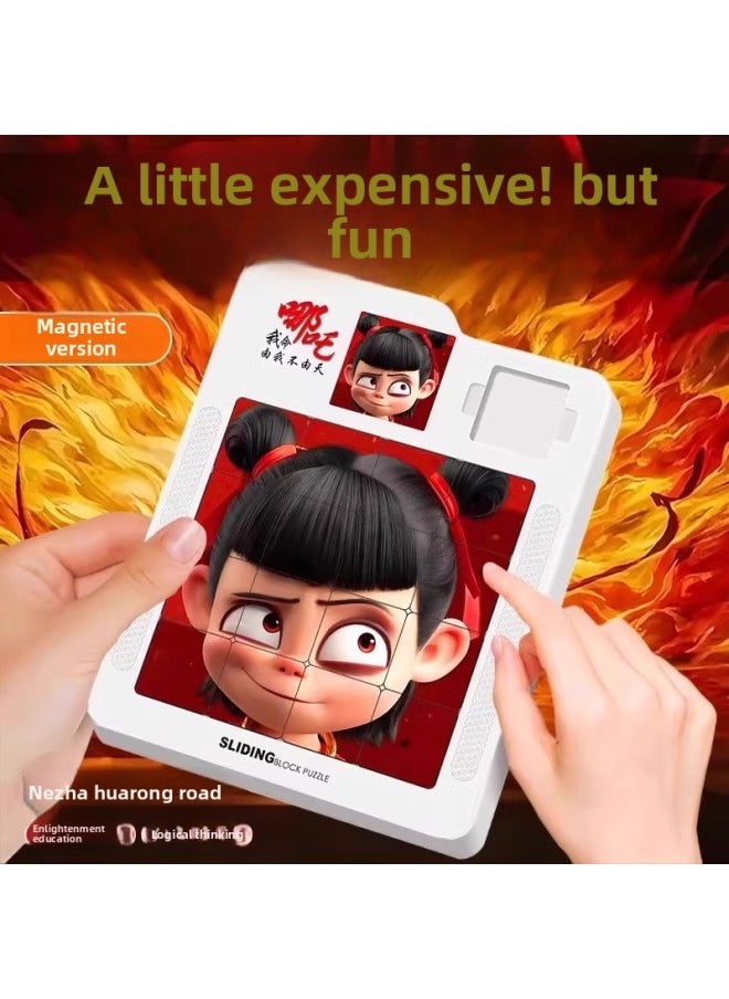 null - Nezha Huarong Road Magnetic Edition Mathematical Number Sliding Puzzle Game Nezha Children's Educational Toys For Primary School Students-Color:Magnetic Set✅Nezha A+nezha B+ao Bing+taiyi Zhenren⭐[huarong Road Sliding Puzzle] - Image 1