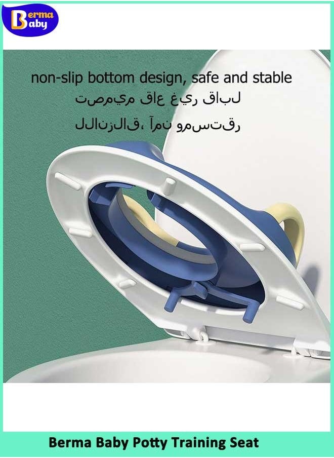 Berma Baby Potty Training Seat for Kids, Toilet Trainer Ring with Handles and Backrest Portable Toddler Toilet Seat Covers Cushioned Potty Training Seat Pads, for Use on Oval Toilets, Boys and Girls  - Image 4
