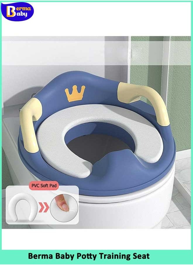 Berma Baby Potty Training Seat for Kids, Toilet Trainer Ring with Handles and Backrest Portable Toddler Toilet Seat Covers Cushioned Potty Training Seat Pads, for Use on Oval Toilets, Boys and Girls  - Image 5