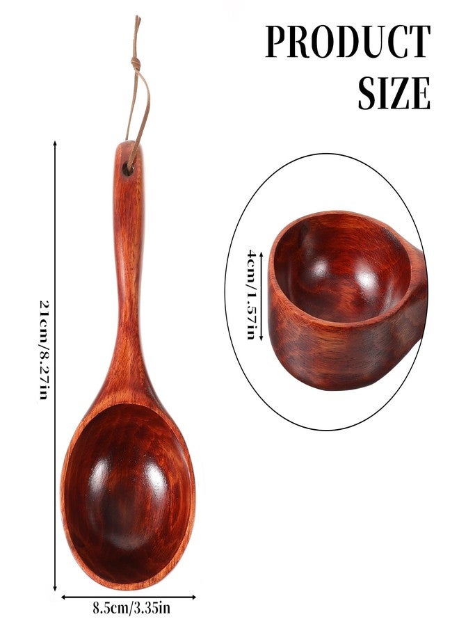 salbsever Bath Salt Scoop Wooden Kitchen Scoop Rice Spoon Multipurpose Large Solid Wood Water Spoon Scoops for Canisters Flour Scoop 8 Inch Soup Scoop Round Serving Soup for Cooking Stirring - Image 2