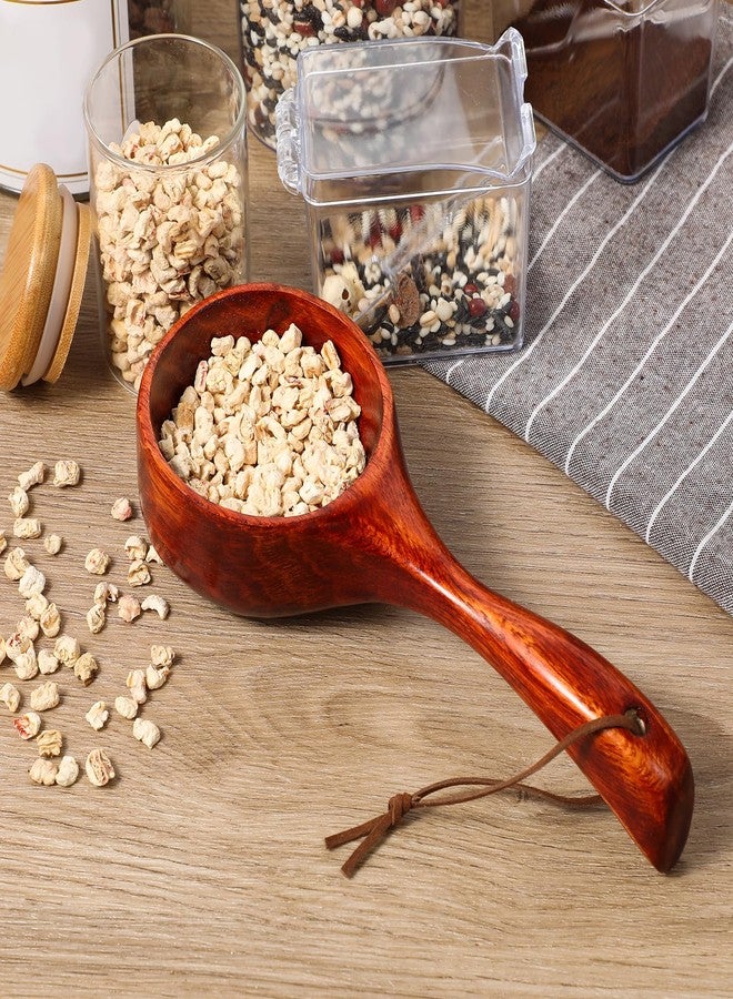 salbsever Bath Salt Scoop Wooden Kitchen Scoop Rice Spoon Multipurpose Large Solid Wood Water Spoon Scoops for Canisters Flour Scoop 8 Inch Soup Scoop Round Serving Soup for Cooking Stirring - Image 4