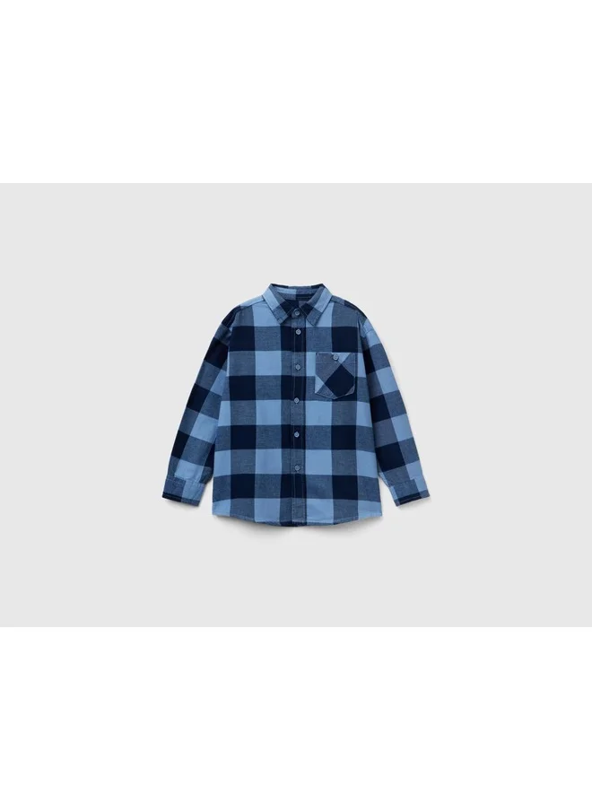 يونايتد كولورز أوف بينتيون Plaid Shirt In 100% Cotton