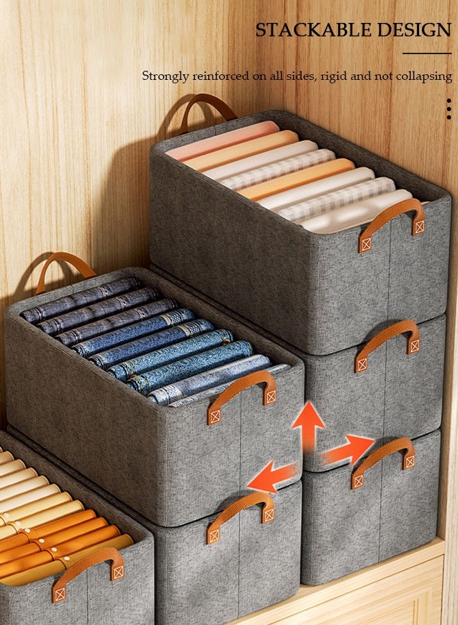 DUNISO 3 قطع صندوق تخزين خزانة مكعب مع مقبض محمول سعة كبيرة منظم خزانة صناديق قابلة للطي متعددة الوظائف مكعبات سلة منزلية للملابس، الجينز، الألعاب، الكتب، الرفوف، الخزانة، الدولاب - Image 5