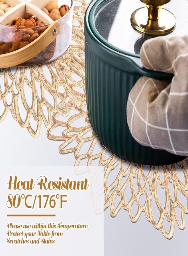 DD DEFINED DECO Defined Deco Gold Placemats & Coasters Set of 18, 15" Vinyl Table Mats, Round Placemats Bulks,Gold Plates Chargers Round Dining Place Mats for Christmas,Thanksgiving - Image 5