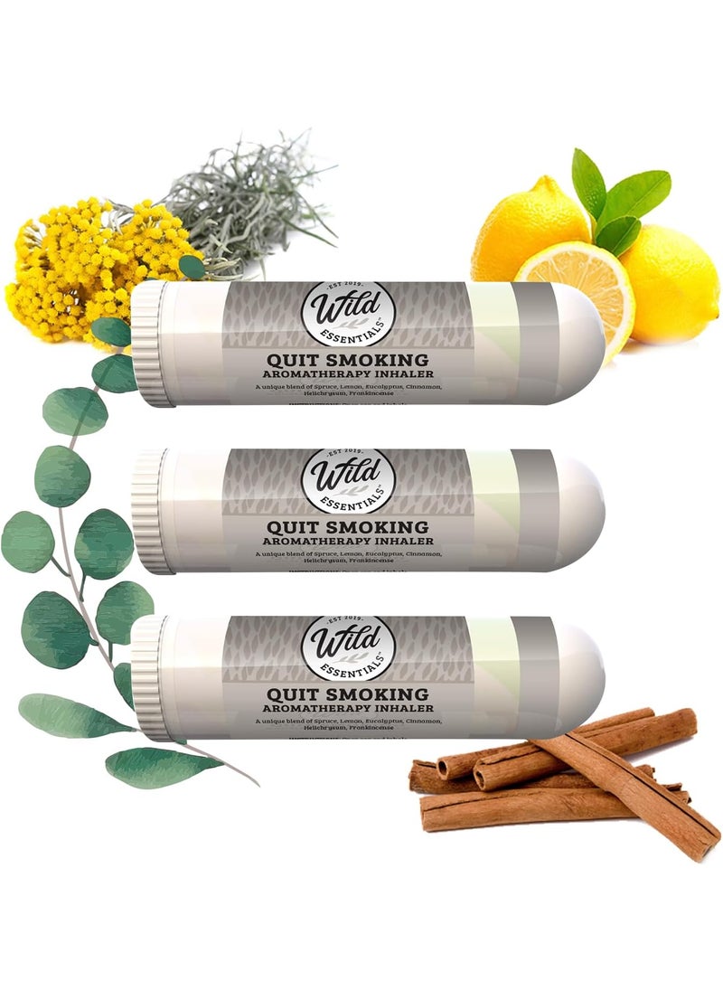 mEssentials Wild Essentials 3 Pack of Quit Smoking Aromatherapy Nasal Inhalers Made with 100% Natural, Therapeutic Grade Essential Oils to Help You Kick The Habit and Quench The Cravings 