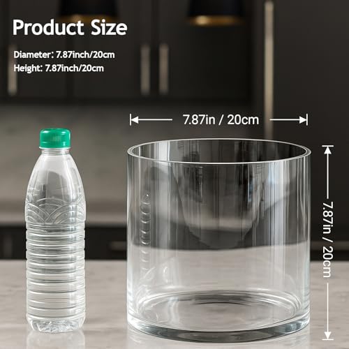 Maxdot 1.66 Gallon Cylindrical Glass Fish Tank Solid Base, 360° Full View Desktop Aquarium Starter, Easy to Maintain Small Microfauna for Betta Snails Shrimp Aquatic Planting and Small Plant Terrarium - Image 2