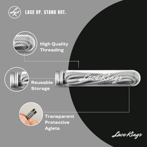 Lace Kings Round Shoelaces (Grey/White - 54in) - Image 2