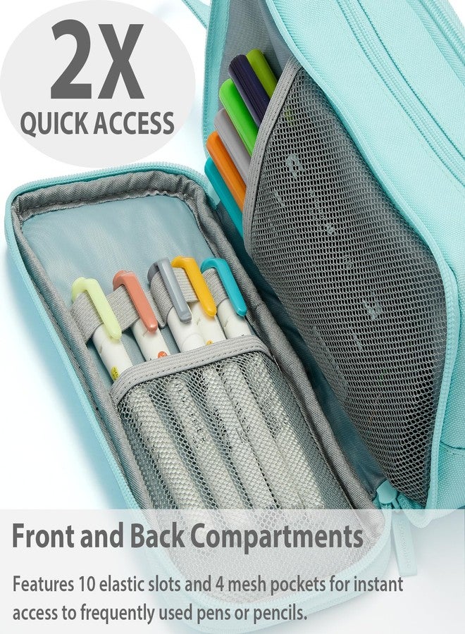 SPACEMATE Pencil Case Pouch Box Bag School Supplies Girls Boys Kids, Cute Preppy Stuff Big Capacity Aesthetic Pen Organizer, Back to College Stationary, Eggshell Blue, Extra Large Style, 2300ml - Image 5