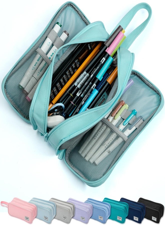 SPACEMATE Pencil Case Pouch Box Bag School Supplies Girls Boys Kids, Cute Preppy Stuff Big Capacity Aesthetic Pen Organizer, Back to College Stationary, Eggshell Blue, Extra Large Style, 2300ml - Image 1