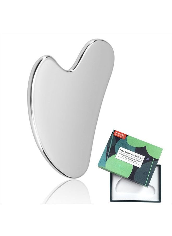 Rena Chris Gua Sha Facial Tool, Stainless Steel Gua Sha Board for SPA Acupuncture, Metal Gua Sha for Body Face Neck and Eye, Skin Care Gift for Woman  - Image 1