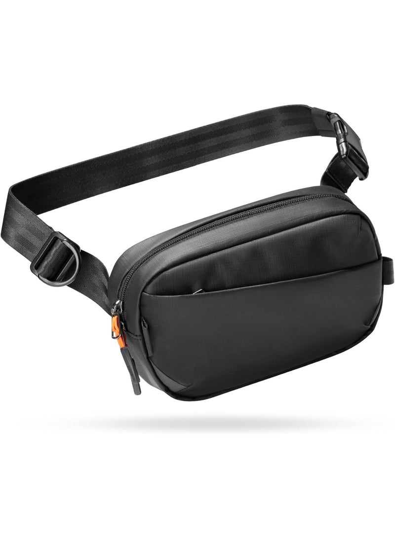 Arabest Sling Bag X-Mini, Durable Fanny Pack with RFID Blocking, Water-resistant Belt Waist Bag with Quick-adjust Strap, Stylish Waist Pack for Men, Women, Travel, Hiking, Cycling, Work, Sports, Black - Image 1