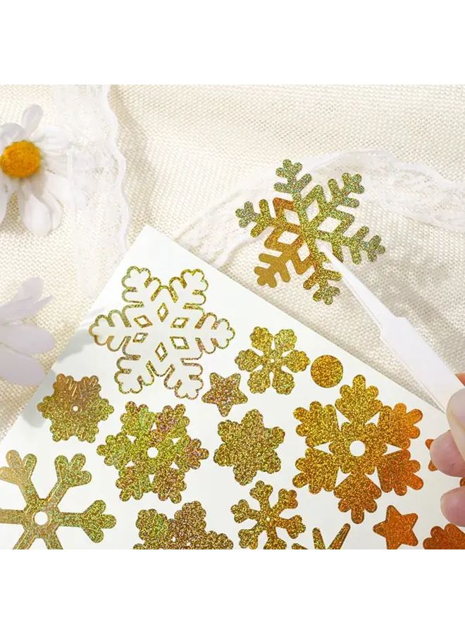 Golden Snowflake Stickers Self Adhesive Winter Glitter Decor for Crafts Gifts - Image 3