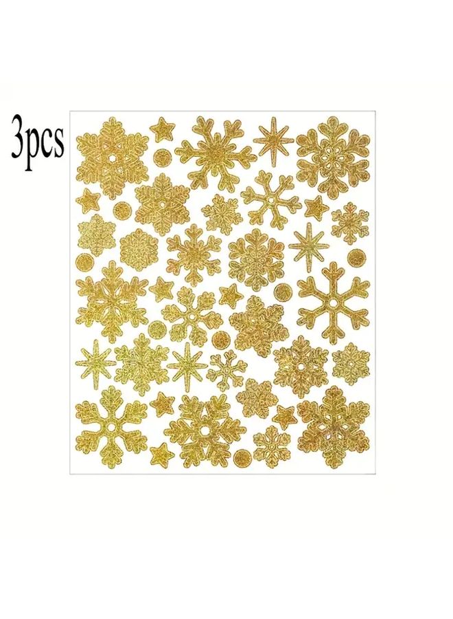 Golden Snowflake Stickers Self Adhesive Winter Glitter Decor for Crafts Gifts - Image 1