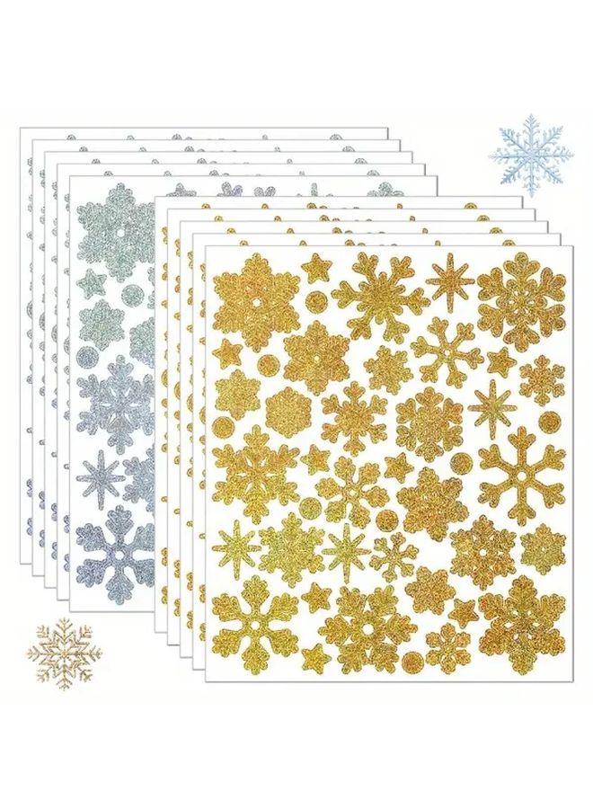 Golden Snowflake Stickers Self Adhesive Winter Glitter Decor for Crafts Gifts - Image 2